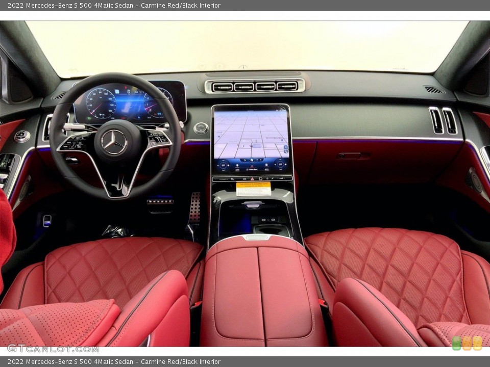 Carmine Red/Black Interior Dashboard for the 2022 Mercedes-Benz S 500 4Matic Sedan #143241007