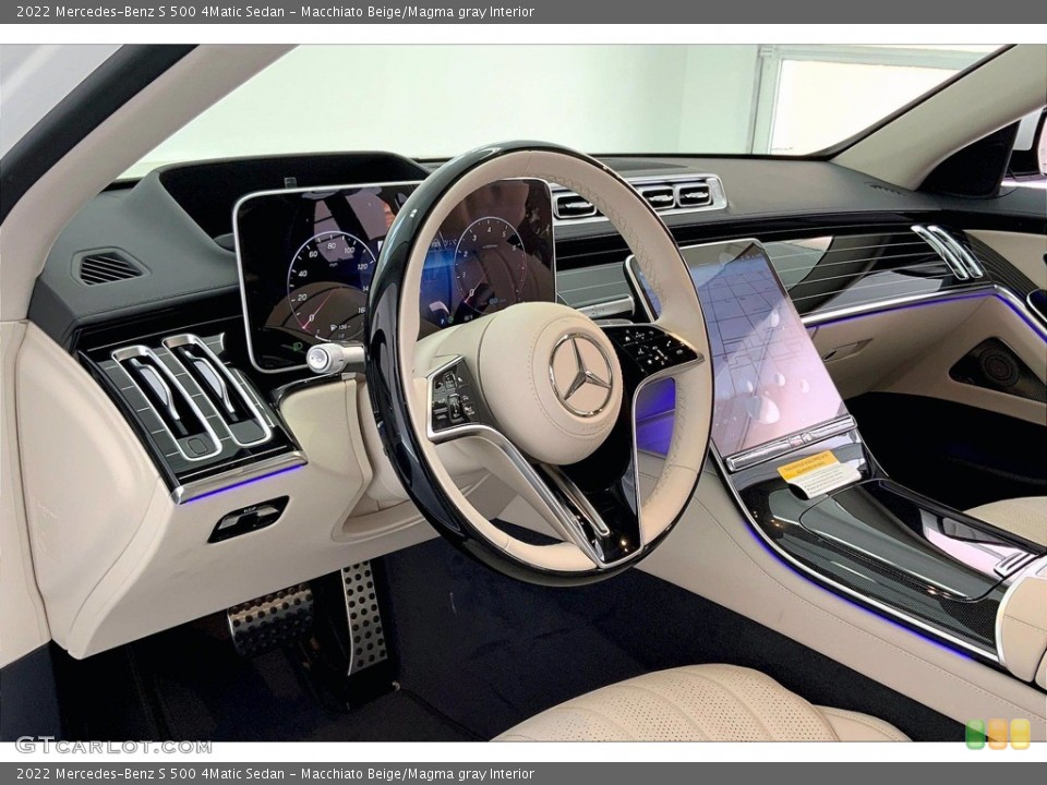 Macchiato Beige/Magma gray Interior Dashboard for the 2022 Mercedes-Benz S 500 4Matic Sedan #143270361