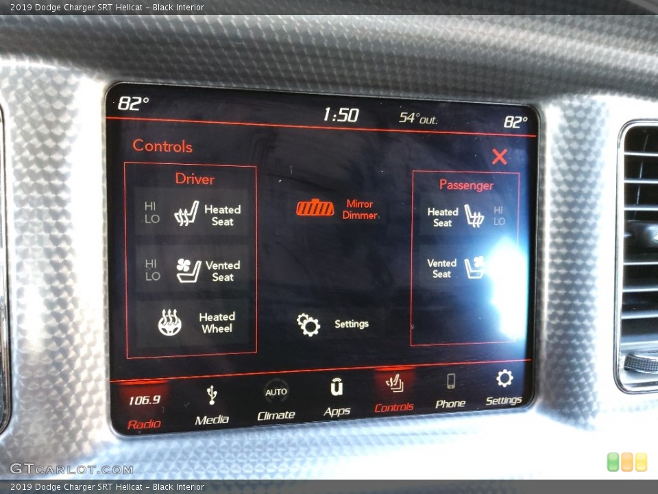 Black Interior Controls for the 2019 Dodge Charger SRT Hellcat #143302835