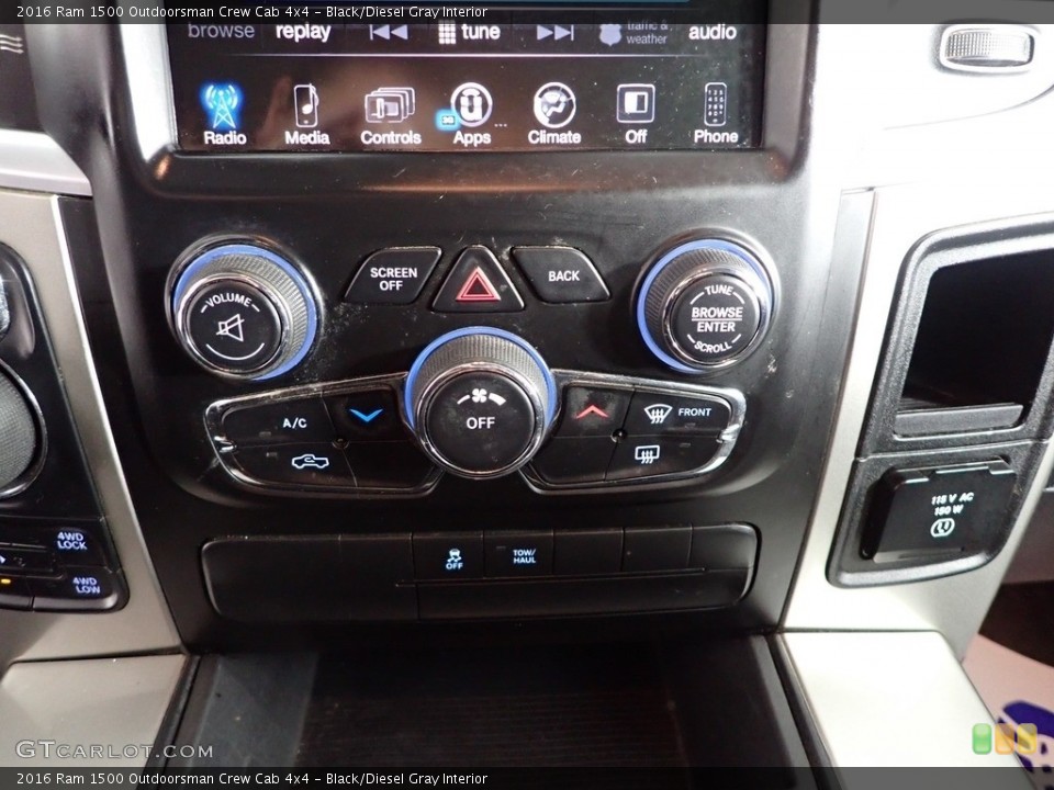 Black/Diesel Gray Interior Controls for the 2016 Ram 1500 Outdoorsman Crew Cab 4x4 #143303090