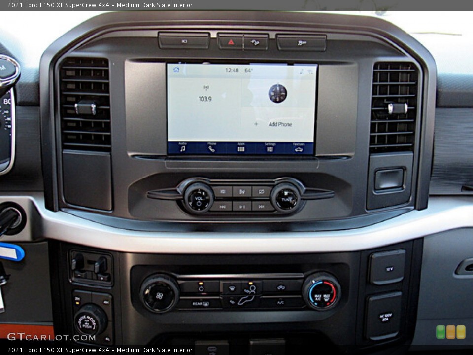 Medium Dark Slate Interior Controls for the 2021 Ford F150 XL SuperCrew 4x4 #143307705