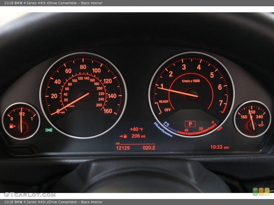 Black Interior Gauges for the 2018 BMW 4 Series 440i xDrive Convertible #143312481