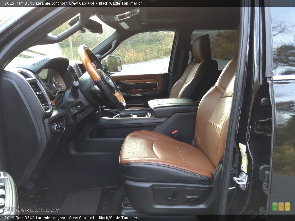 Black/Cattle Tan Interior Front Seat for the 2019 Ram 3500 Laramie Longhorn Crew Cab 4x4 #143323854