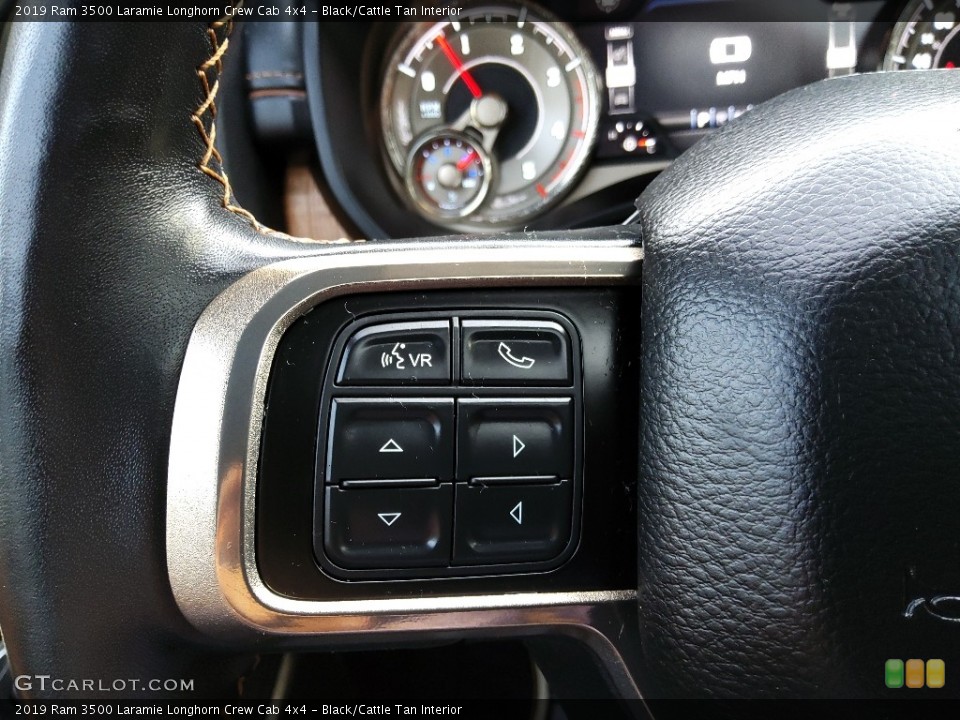 Black/Cattle Tan Interior Steering Wheel for the 2019 Ram 3500 Laramie Longhorn Crew Cab 4x4 #143324097
