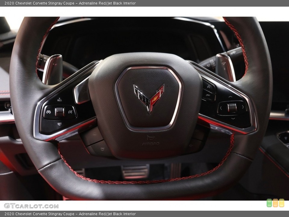 Adrenaline Red/Jet Black Interior Steering Wheel for the 2020 Chevrolet Corvette Stingray Coupe #143354442