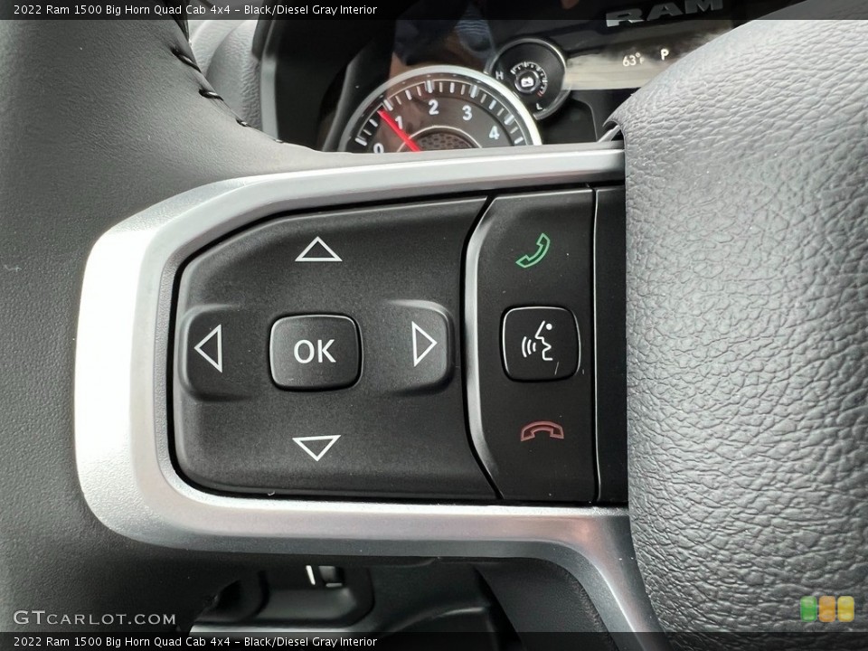 Black/Diesel Gray Interior Steering Wheel for the 2022 Ram 1500 Big Horn Quad Cab 4x4 #143358996