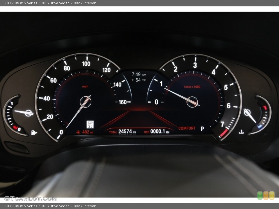 Black Interior Gauges for the 2019 BMW 5 Series 530i xDrive Sedan #143359626