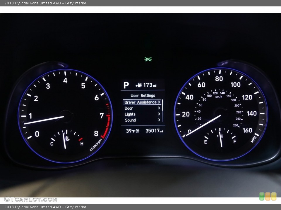 Gray Interior Gauges for the 2018 Hyundai Kona Limited AWD #143429960