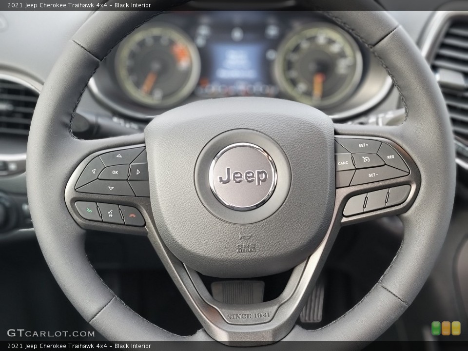 Black Interior Steering Wheel for the 2021 Jeep Cherokee Traihawk 4x4 #143445165