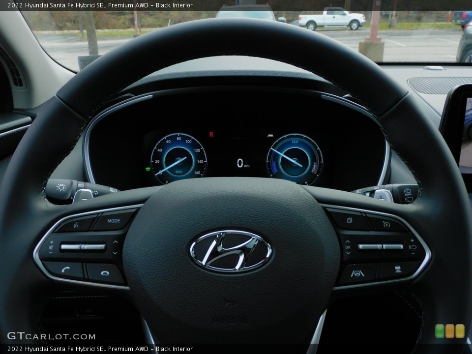 Black Interior Steering Wheel for the 2022 Hyundai Santa Fe Hybrid SEL Premium AWD #143451744