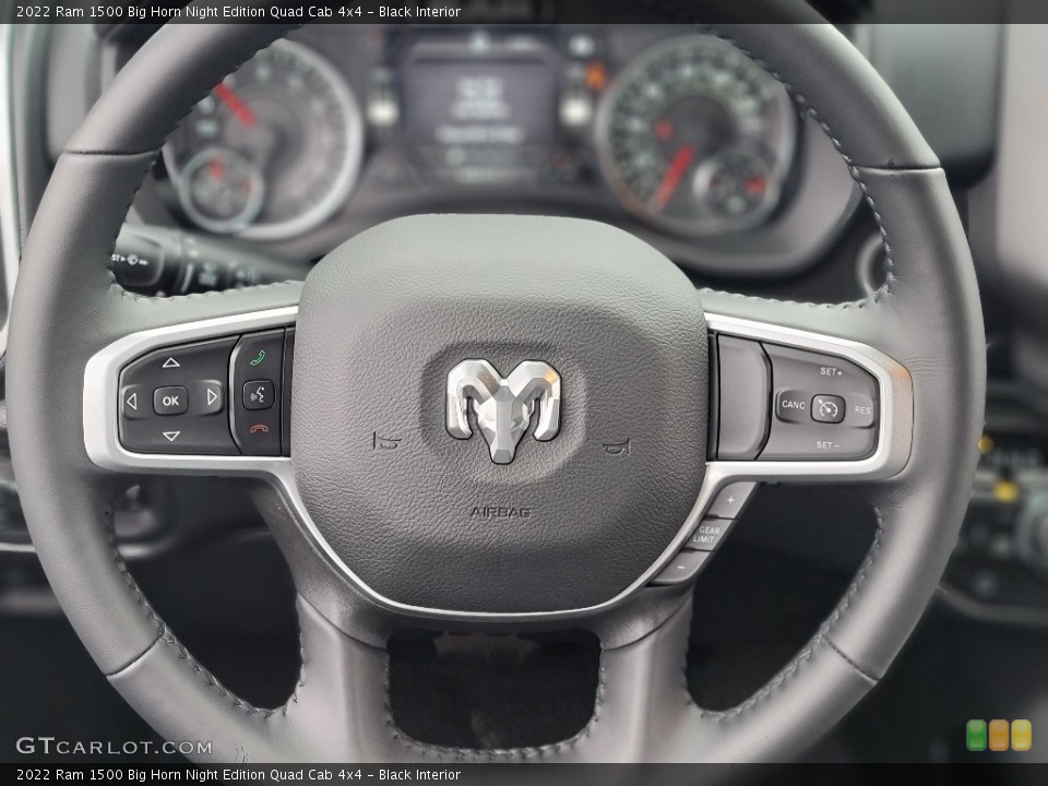 Black Interior Steering Wheel for the 2022 Ram 1500 Big Horn Night Edition Quad Cab 4x4 #143492508