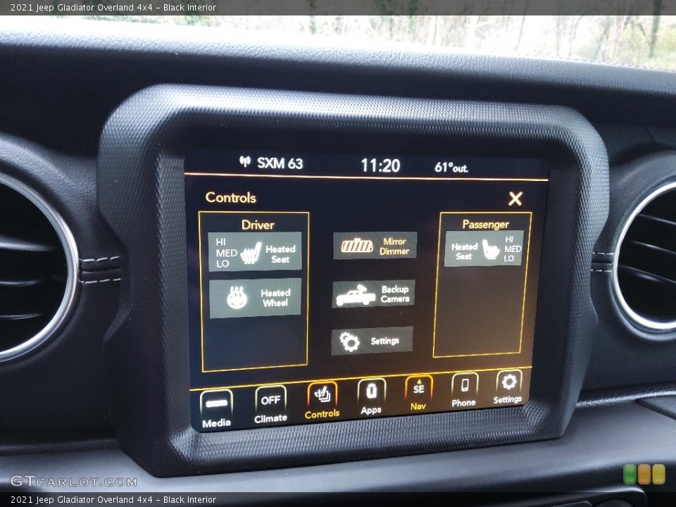 Black Interior Controls for the 2021 Jeep Gladiator Overland 4x4 #143495706