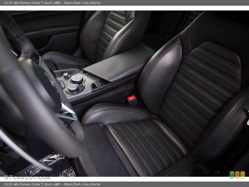 Black/Dark Gray Interior Front Seat for the 2018 Alfa Romeo Giulia Ti Sport AWD #143521754