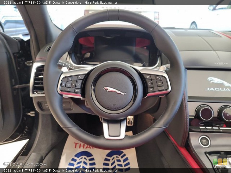 Mars Red/Black Interior Steering Wheel for the 2022 Jaguar F-TYPE P450 AWD R-Dynamic Convertible #143522045