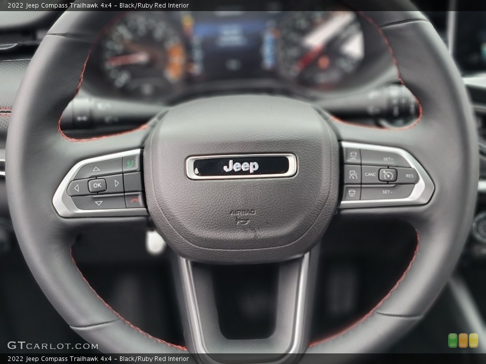 Black/Ruby Red Interior Steering Wheel for the 2022 Jeep Compass Trailhawk 4x4 #143522723