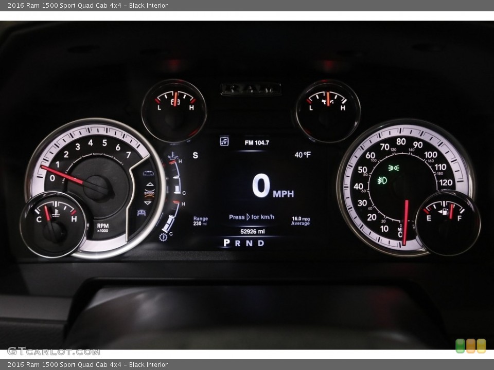 Black Interior Gauges for the 2016 Ram 1500 Sport Quad Cab 4x4 #143558218