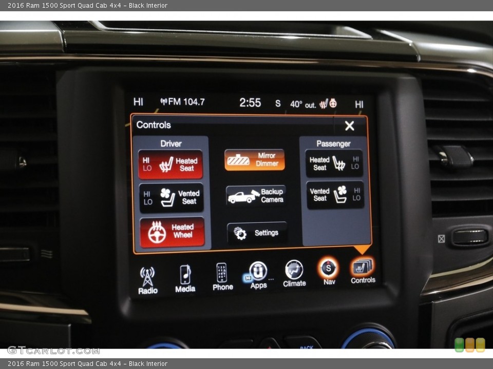 Black Interior Controls for the 2016 Ram 1500 Sport Quad Cab 4x4 #143558314