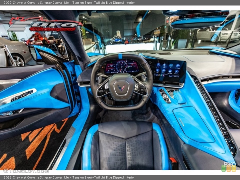 Tension Blue/­Twilight Blue Dipped Interior Dashboard for the 2022 Chevrolet Corvette Stingray Convertible #143560546