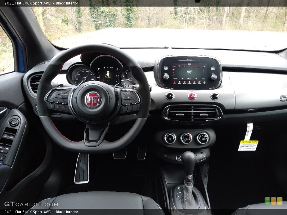 Black Interior Dashboard for the 2021 Fiat 500X Sport AWD #143563102