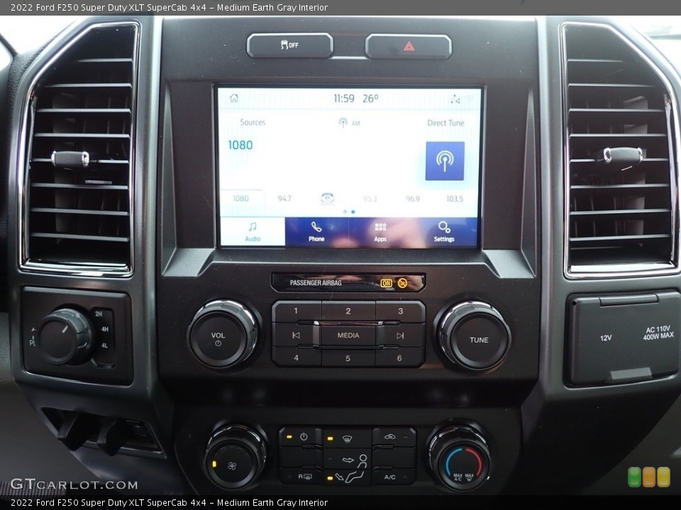 Medium Earth Gray Interior Controls for the 2022 Ford F250 Super Duty XLT SuperCab 4x4 #143586727