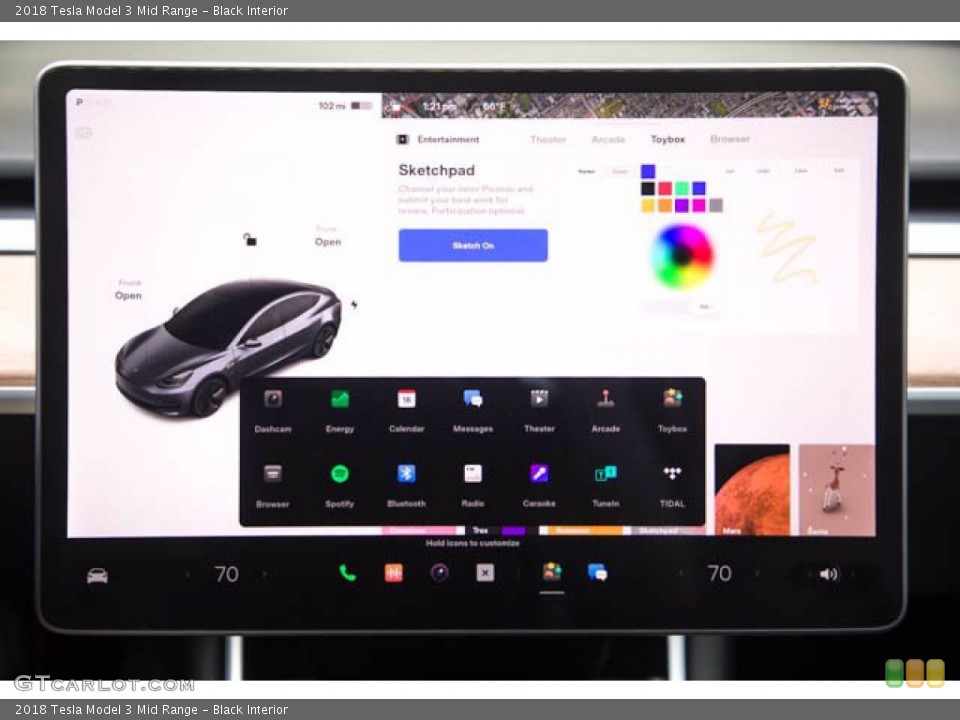 Black Interior Controls for the 2018 Tesla Model 3 Mid Range #143598110