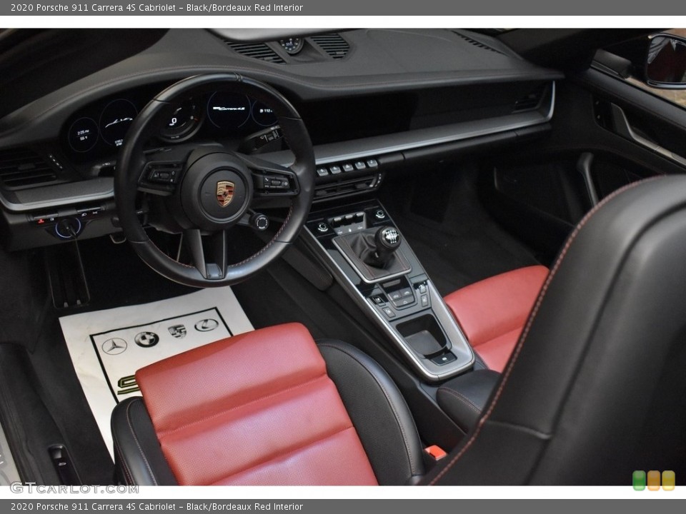 Black/Bordeaux Red Interior Front Seat for the 2020 Porsche 911 Carrera 4S Cabriolet #143608685