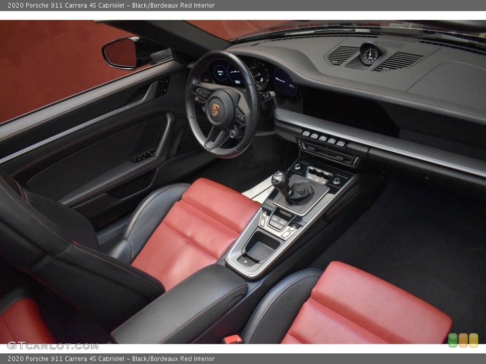 Black/Bordeaux Red Interior Front Seat for the 2020 Porsche 911 Carrera 4S Cabriolet #143608748