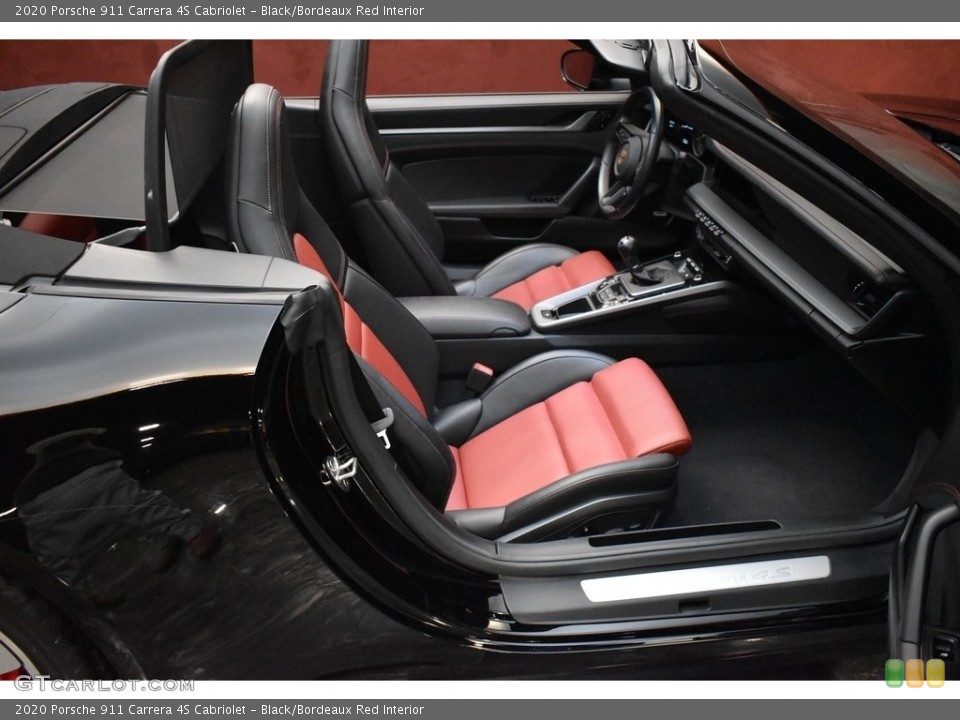 Black/Bordeaux Red Interior Front Seat for the 2020 Porsche 911 Carrera 4S Cabriolet #143608772