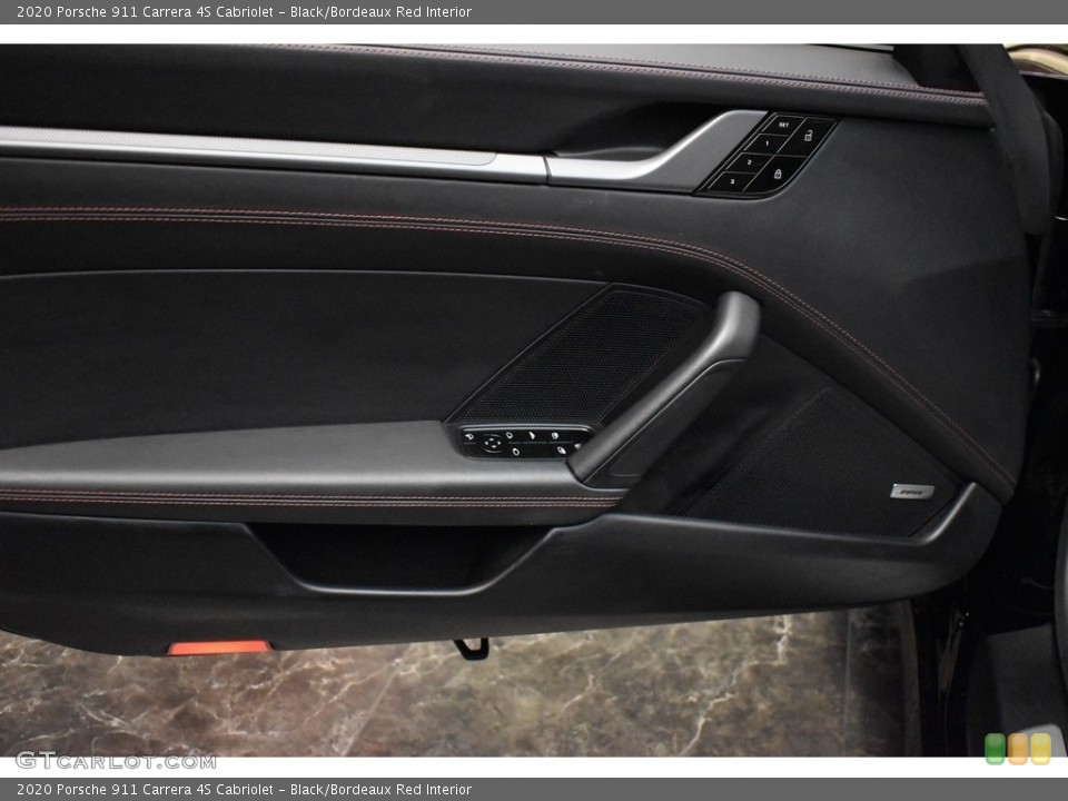 Black/Bordeaux Red Interior Door Panel for the 2020 Porsche 911 Carrera 4S Cabriolet #143608796
