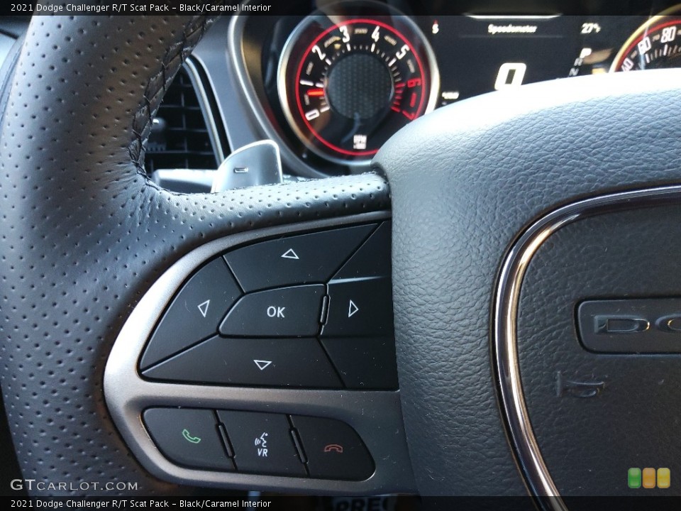 Black/Caramel Interior Steering Wheel for the 2021 Dodge Challenger R/T Scat Pack #143608913