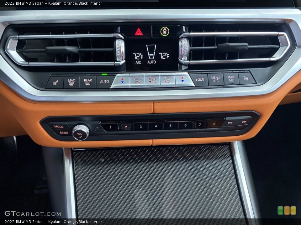 Kyalami Orange/Black Interior Controls for the 2022 BMW M3 Sedan #143619006