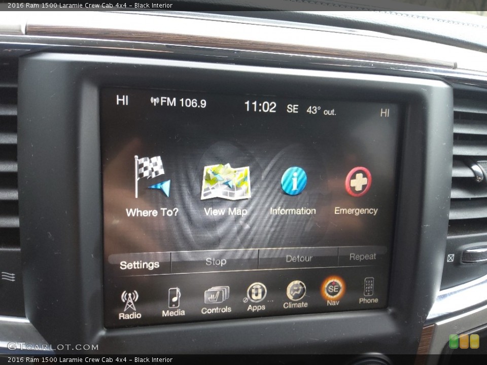 Black Interior Controls for the 2016 Ram 1500 Laramie Crew Cab 4x4 #143642530