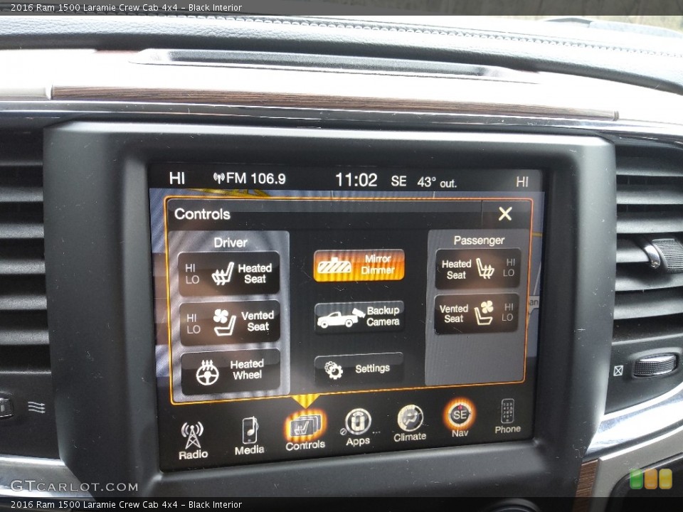 Black Interior Controls for the 2016 Ram 1500 Laramie Crew Cab 4x4 #143642587