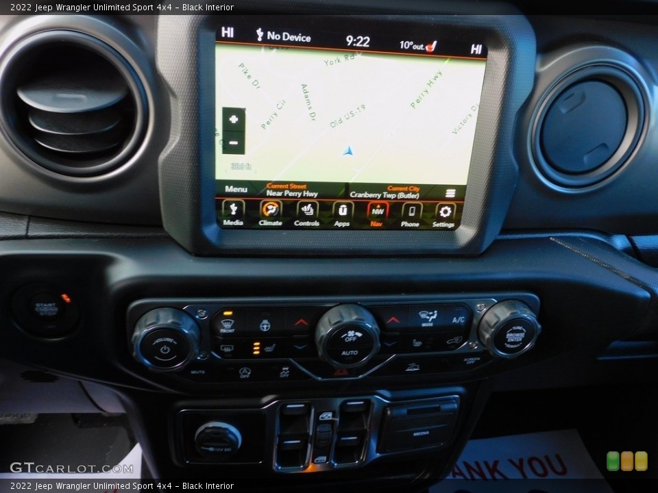 Black Interior Controls for the 2022 Jeep Wrangler Unlimited Sport 4x4 #143650101