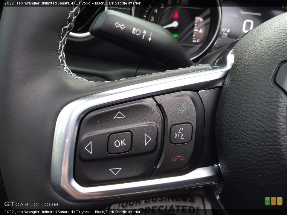 Black/Dark Saddle Interior Steering Wheel for the 2022 Jeep Wrangler Unlimited Sahara 4XE Hybrid #143660274