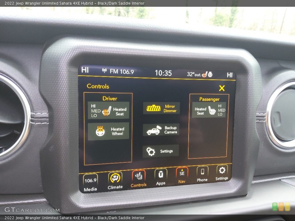 Black/Dark Saddle Interior Controls for the 2022 Jeep Wrangler Unlimited Sahara 4XE Hybrid #143660469