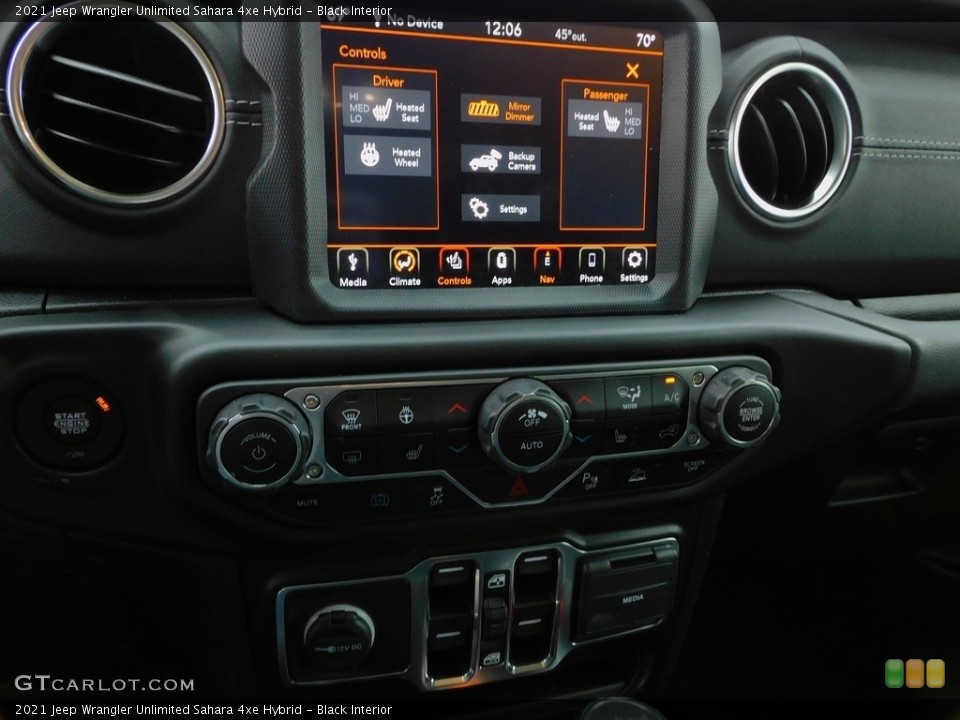 Black Interior Controls for the 2021 Jeep Wrangler Unlimited Sahara 4xe Hybrid #143668061