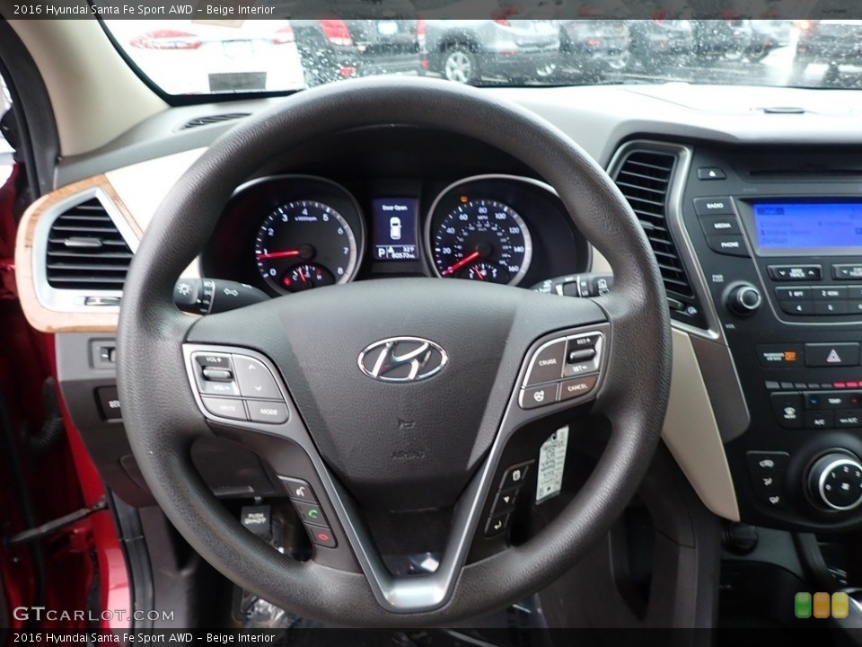 Beige Interior Steering Wheel for the 2016 Hyundai Santa Fe Sport AWD #143676629