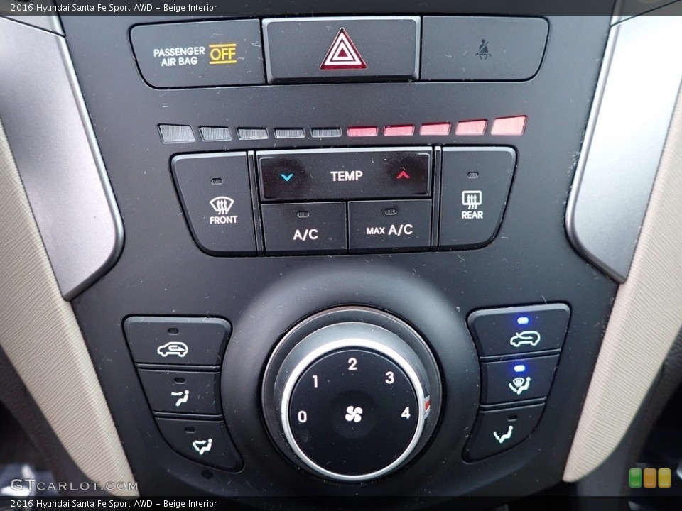 Beige Interior Controls for the 2016 Hyundai Santa Fe Sport AWD #143676680