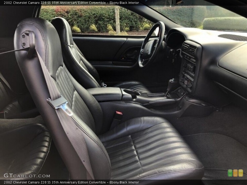 Ebony Black Interior Front Seat for the 2002 Chevrolet Camaro Z28 SS 35th Anniversary Edition Convertible #143677730