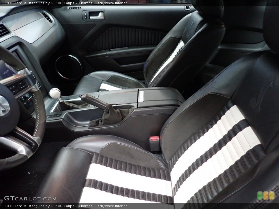 Charcoal Black/White Interior Front Seat for the 2010 Ford Mustang Shelby GT500 Coupe #143681954