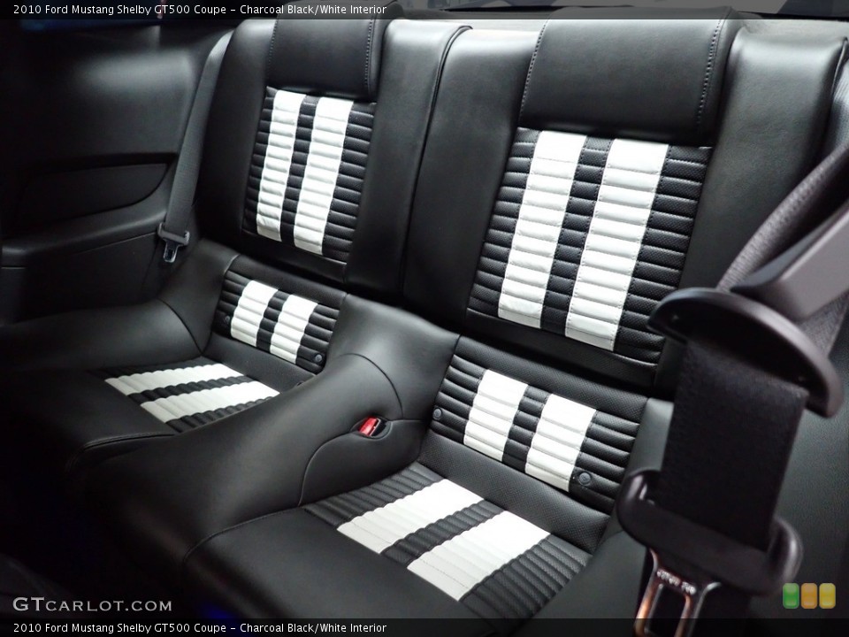 Charcoal Black/White Interior Rear Seat for the 2010 Ford Mustang Shelby GT500 Coupe #143681971