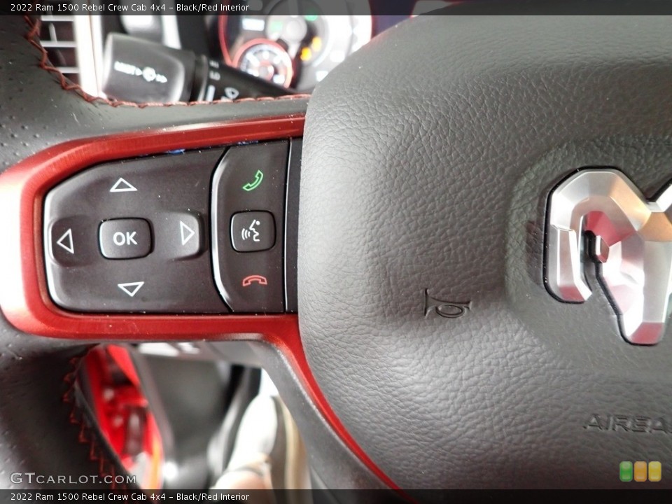 Black/Red Interior Steering Wheel for the 2022 Ram 1500 Rebel Crew Cab 4x4 #143689677