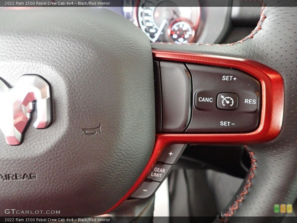 Black/Red Interior Steering Wheel for the 2022 Ram 1500 Rebel Crew Cab 4x4 #143689701