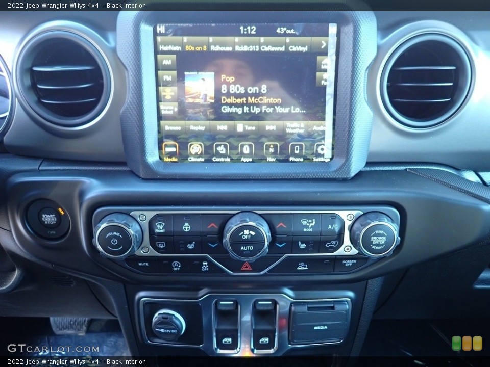 Black Interior Controls for the 2022 Jeep Wrangler Willys 4x4 #143696145
