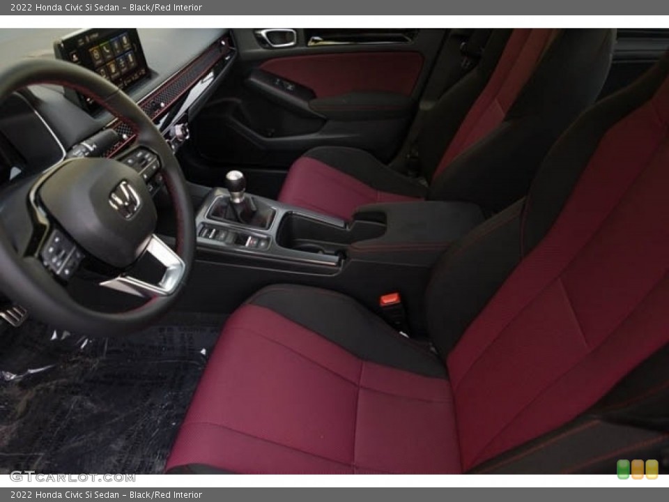 Black/Red Interior Front Seat for the 2022 Honda Civic Si Sedan #143721245