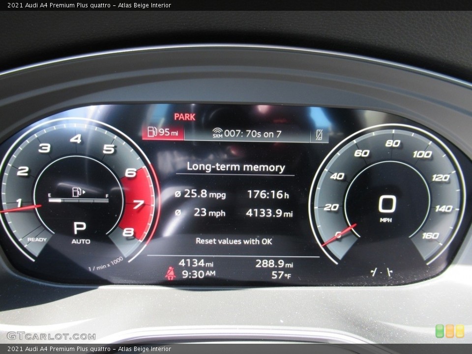 Atlas Beige Interior Gauges for the 2021 Audi A4 Premium Plus quattro #143752031