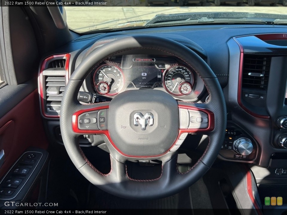 Black/Red Interior Steering Wheel for the 2022 Ram 1500 Rebel Crew Cab 4x4 #143776435