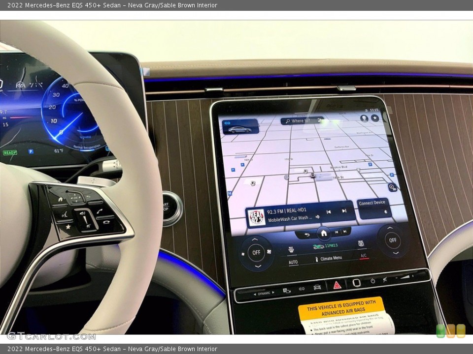 Neva Gray/Sable Brown Interior Navigation for the 2022 Mercedes-Benz EQS 450+ Sedan #143806225