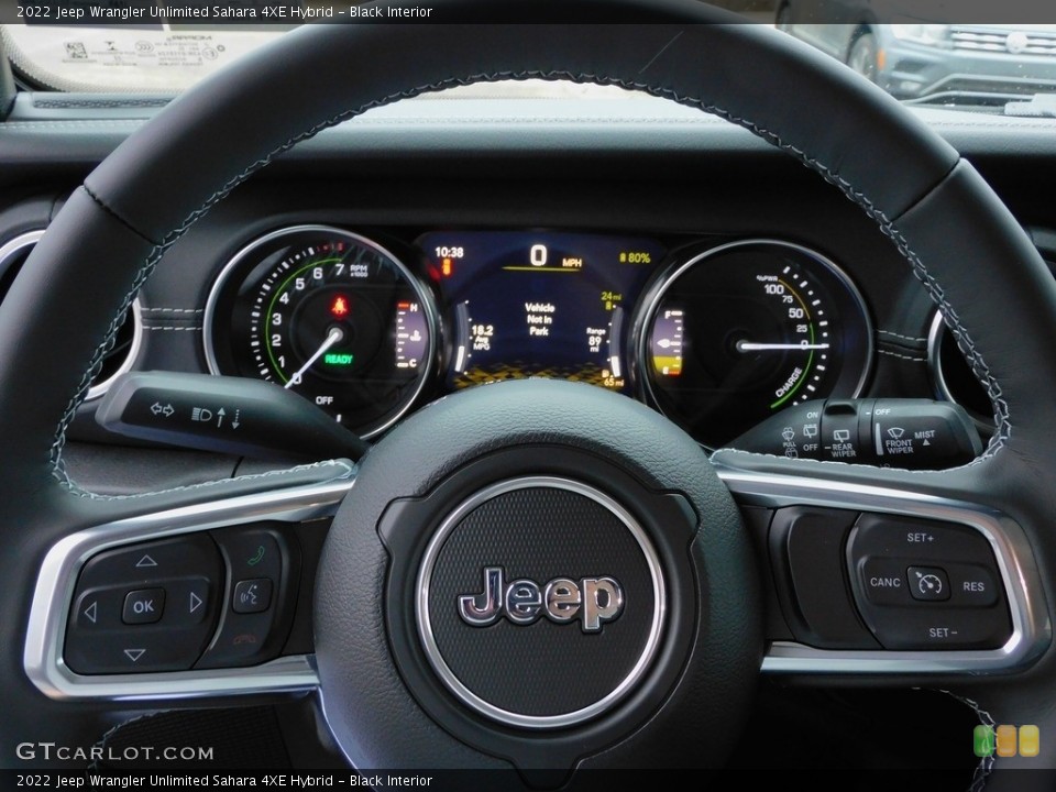 Black Interior Steering Wheel for the 2022 Jeep Wrangler Unlimited Sahara 4XE Hybrid #143806861